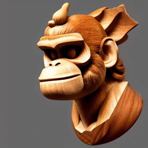 Image similar to high intricate bust of an donkey kong carved from wood in baroque style, studio light, maria panfilova, andrea savchenko, mike kime, ludovic plouffe, qi sheng luo, oliver cook, trending on artstation