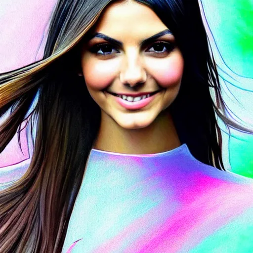 Image similar to victoria justice wearing both shirt and skirt, ultra detailed painting at 1 6 k resolution and epic visuals. epically surreally beautiful image. amazing effect, image looks crazily crisp as far as it's visual fidelity goes, absolutely outstanding. vivid clarity. ultra. iridescent. mind - breaking. mega - beautiful pencil shadowing. beautiful face. ultra high definition.