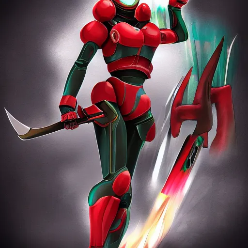 Prompt: samus the samurai android, trending on artstation, anime style