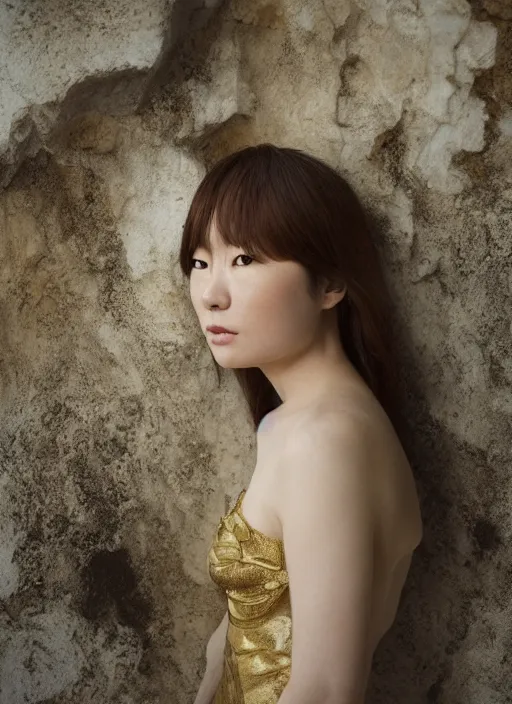 Prompt: Kodak Portra 400, 8K, soft light, volumetric lighting, highly detailed, Kasumi Arimura style 3/4 ,portrait photo of Japanese princess, the face emerges from a thermal water flowing down gold travertine terraces, with lotus flowers, a beautiful luxurious royal suit, intricate hair with highly detailed realistic beautiful flowers , Realistic, Refined, Highly Detailed, ethereal lighting colors scheme, outdoor fine art photography, Hyper realistic, photo realistic