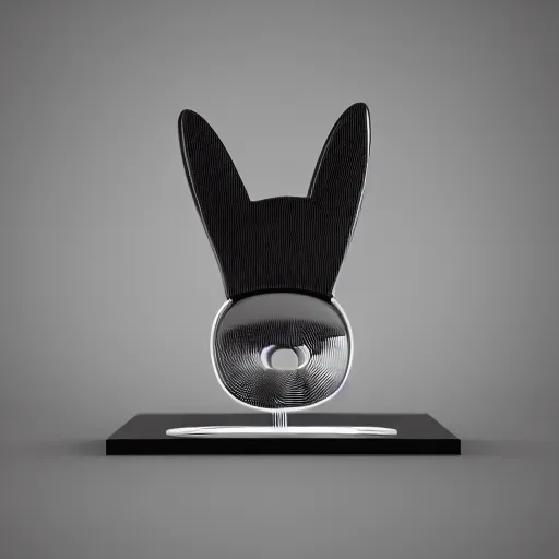 Image similar to wireless cat tail headphone stand, futuristic, techno, cyberpunk, product design, render, cute, swag, geometric, fun, iconic, 4 k, 3 d