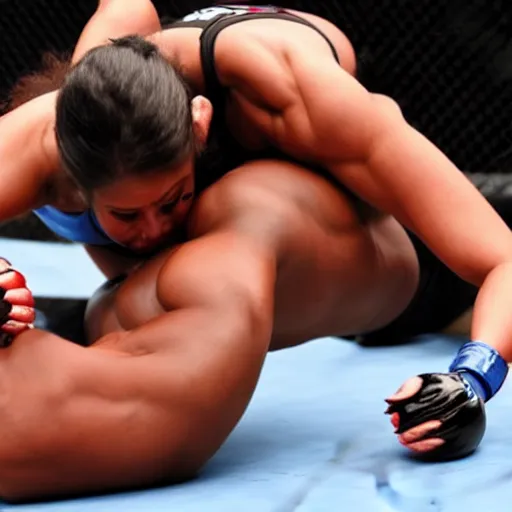 Image similar to transgender muscular woman beating up woman in ufc