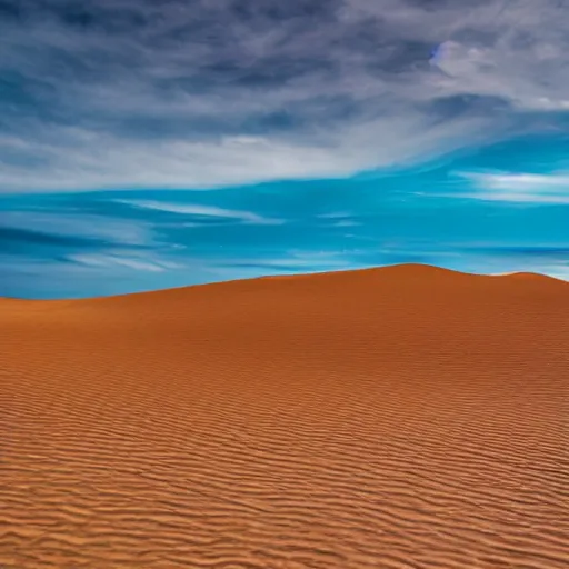 Prompt: almon-color dune in the background with turquoise sky, Ultra HD