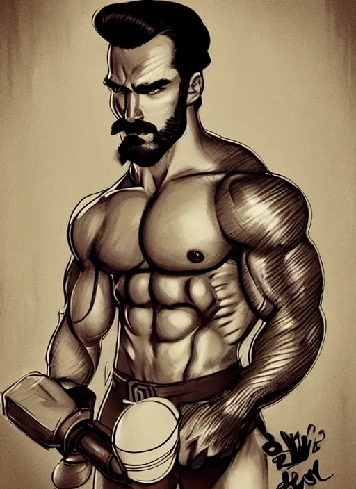 Prompt: gigachad luigi holding a bomb by ilya kuvshinov, bodybuilder ernest khalimov, super mario bros symmetrical face concept art, hyper realistic, intricate, elegent, highly detailed, digital painting, concept art, smooth, sharp, focus, illustration, art by artgerm and greg rutkowski and alphonse mucha, artstation