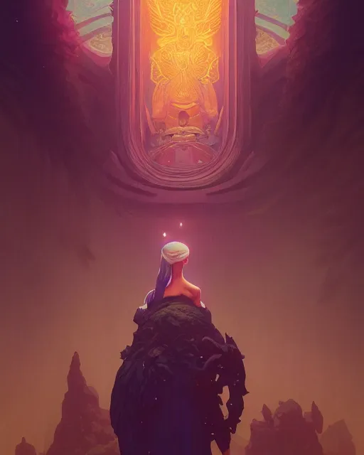 Image similar to highly detailed surreal vfx portrait of a sacred boss ross, stephen bliss, unreal engine, greg rutkowski, loish, rhads, beeple, makoto shinkai and lois van baarle, ilya kuvshinov, rossdraws, tom bagshaw, alphonse mucha, global illumination, detailed and intricate environment