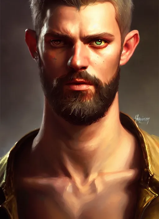 Prompt: a _ fantasy _ style _ portrait _ painting _ of homelander the boys antony star oil _ painting _ unreal _ 5 _ daz. _ rpg _ portrait _ extremely _ detailed _ artgerm _ greg _ rutkowski _ greg