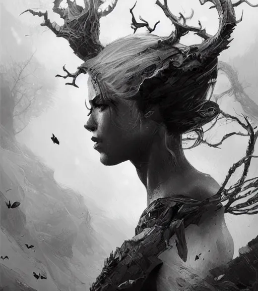 Prompt: beautiful subconscious black and white drawing, in the style of greg rutkowski, fantasy, amazing detail, epic, intricate, elegant, smooth, sharp focus