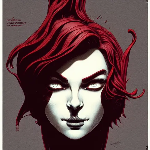 Image similar to portrait top light, by killian eng and joe fenton and martin deschambault and conrad roset, inspired by victorian gargoyle vertigo dc comics, red and grey only, etching, fine, sharp high detail,