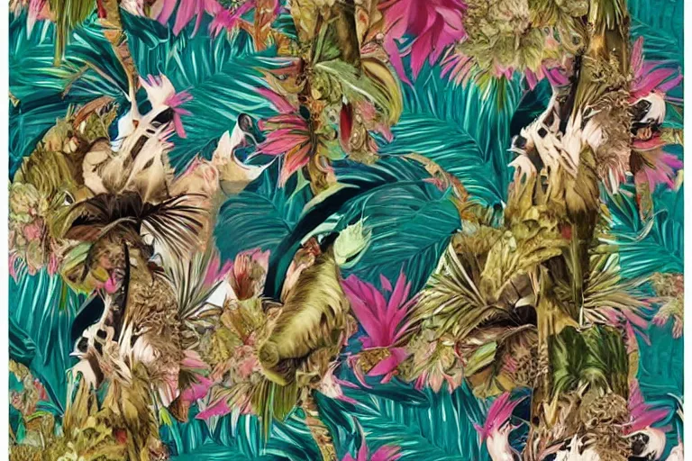 Image similar to exotic, elegant tropical prints : : trending on artstation