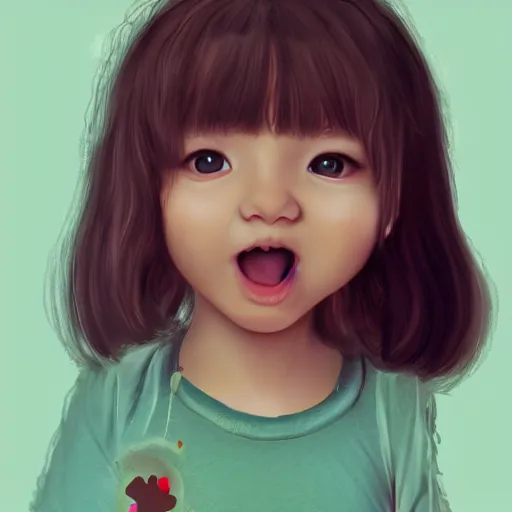 Prompt: very cute baby with cameron diaz face, shin min jeong, trending on artstation