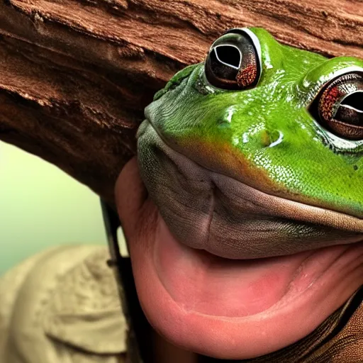 Prompt: frog - faced giant man, high definition movie, photorealistic detail, futuristic production, adventure movie, 8 k