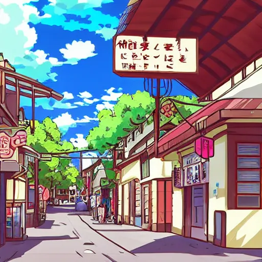 Prompt: small town in anime style