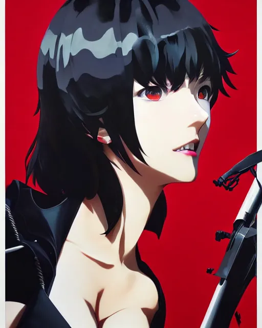 Image similar to makoto niijima, persona 5 | | fine detail!! anime!! realistic shaded lighting!! poster by ilya kuvshinov katsuhiro otomo ghost - in - the - shell, magali villeneuve, artgerm, jeremy lipkin and michael garmash and rob rey