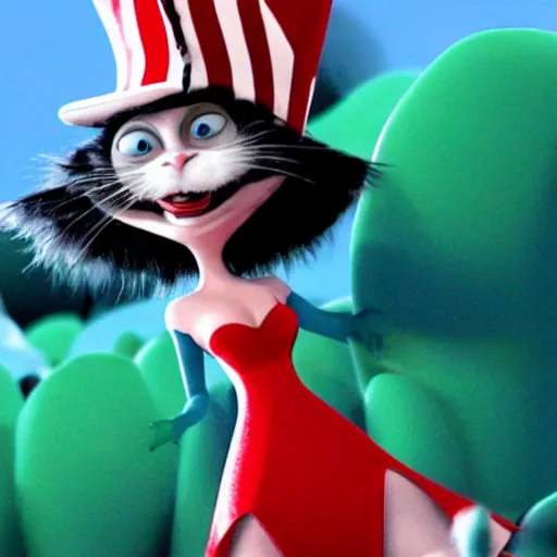 Image similar to movie still of lady gaga in cat in the hat 2003