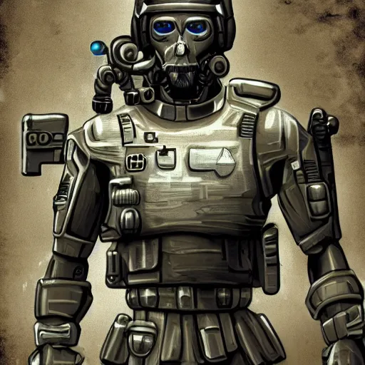 Image similar to maksed sci fi soldier facing camera game sprite playstation full body
