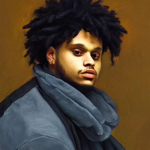 Prompt: a portrait painting of smokepurpp by giovanni bellini