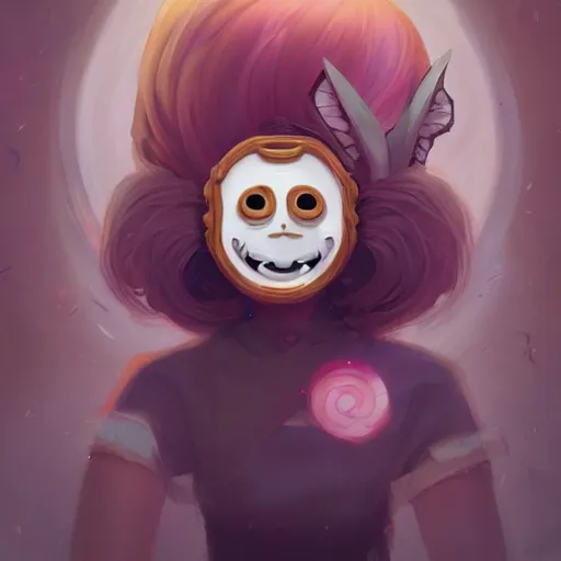 Image similar to a portrait of the happy mask salesman, cute, beautiful, art by lois van baarle and loish and ross tran and rossdraws and sam yang and samdoesarts and artgerm and saruei and disney and wlop, digital art, highly detailed, intricate, sharp focus, trending on artstation hq, deviantart, unreal engine 5, 4 k uhd image
