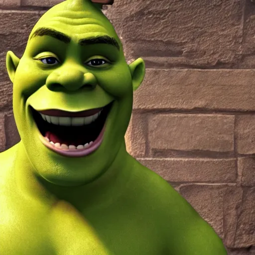 Image similar to shrek as humanoid robot made of steel, unreal engine 5, ray tracing, extremely detailed, 8 k
