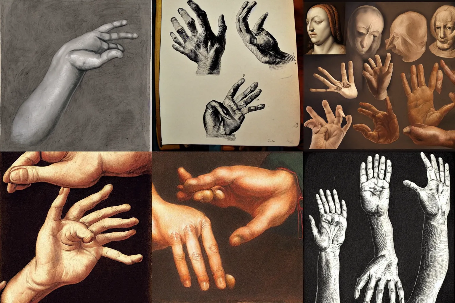 Prompt: Renaissance hand studies