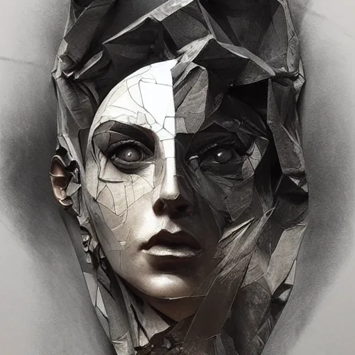 Prompt: charcoal painting of a sculpture, distorted, abstract, creepy, intricate, elegant, highly detailed, ray tracing, digital painting, artstation, concept art, art by artgerm and greg rutkowski and alphonse mucha, 8 k