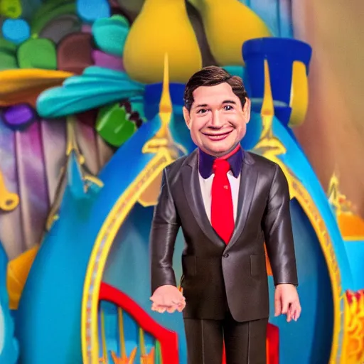 Prompt: a six year old child puppet in the its a small world ride in real life that looks exactly like ron desantis the governor of florida, highly detailed, high definition, ultra realistic