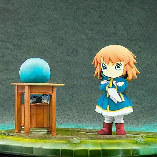 Prompt: ni no kuni pvc figure standing in a diorama, very cute picture