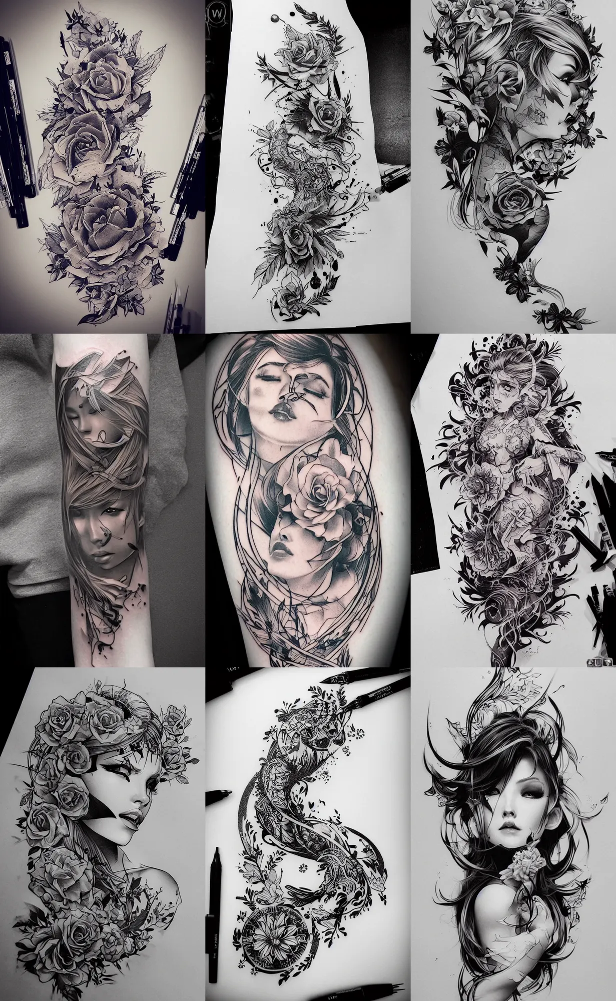Prompt: Tattoo stencil design, by Stanley Artgerm Lau, WLOP, Rossdraws, James Jean