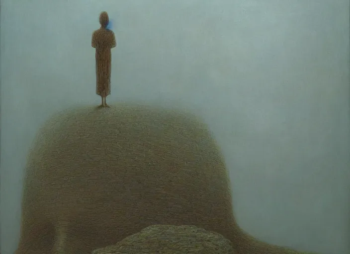 Image similar to the subconscious mind by zdzislaw beksinski, oil on canvas, epic scale, detailed, hyper - realistic