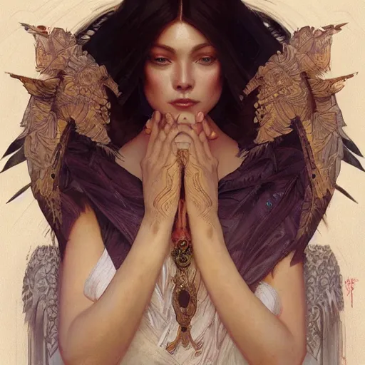 Image similar to quetzal, intricate, elegant, highly detailed, digital painting, artstation, concept art, matte, sharp focus, illustration, art by Artgerm and Greg Rutkowski and Alphonse Mucha