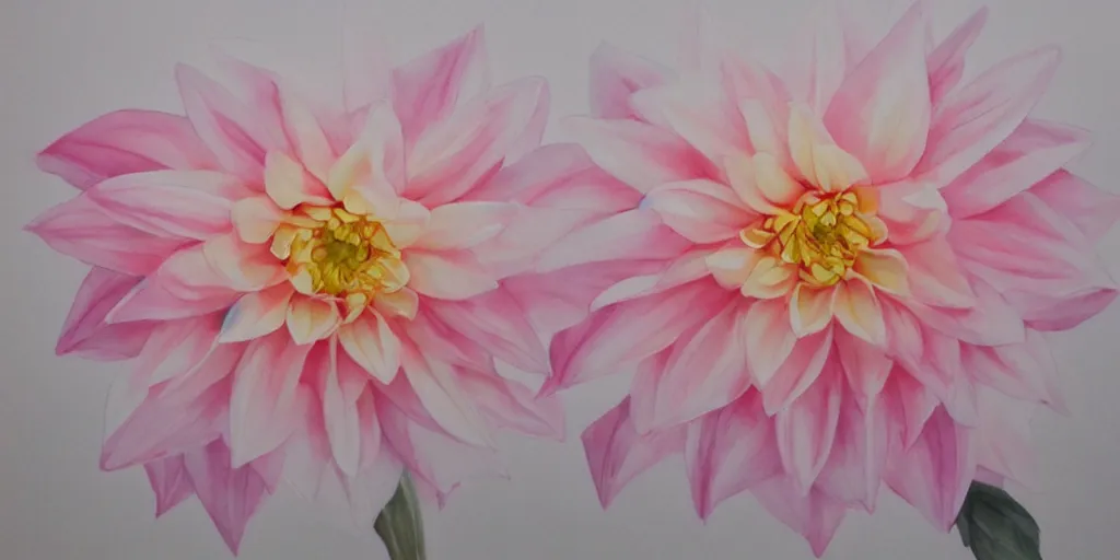 Prompt: a pastel creamy pink dahlia blossom, watercolor, artstation, moody