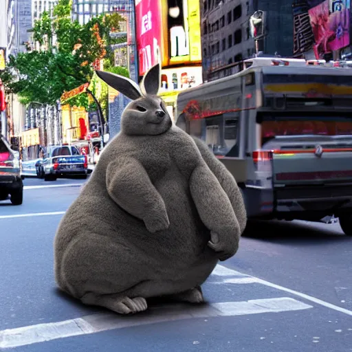 Prompt: big chungus in the middle of new york