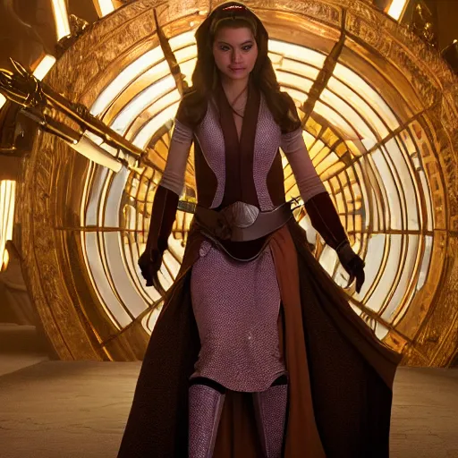 Image similar to victoria justice as princess padme in star wars episode 3, 8k resolution, full HD, cinematic lighting, award winning, anatomically correct