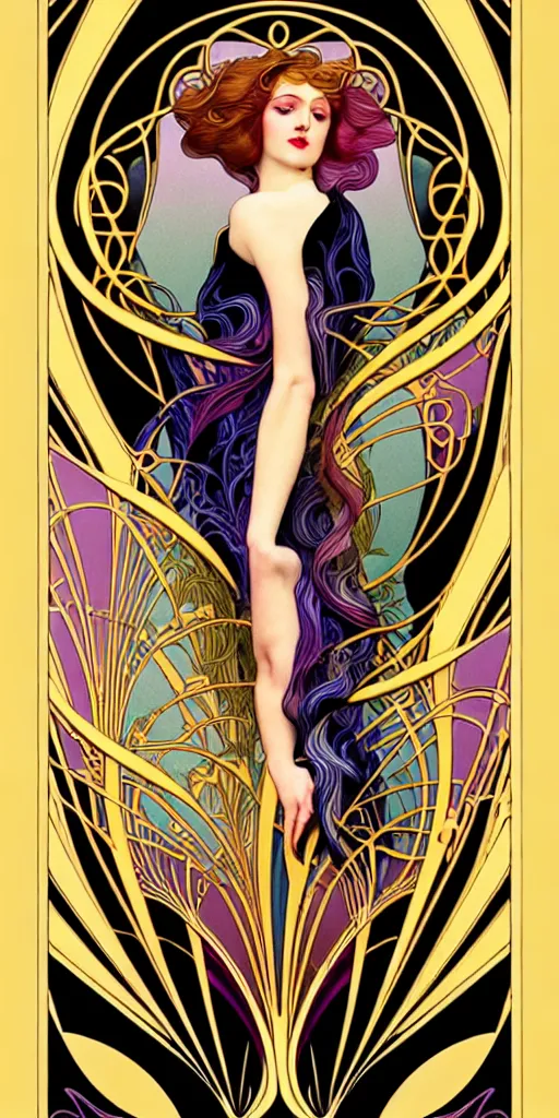 Prompt: the source of future growth dramatic, elaborate emotive Art Nouveau styles to emphasise beauty as a transcendental, seamless pattern, symmetrical, large motifs, hyper realistic, 8k image, 3D, supersharp, Flowing shiny rainbow silk cloth, Art nouveau curves and swirls, glossy iridescent and black and lustrous gold colors , perfect symmetry, iridescent, High Definition, sci-fi, Octane render in Maya and Houdini, light, shadows, reflections, photorealistic, masterpiece, smooth gradients, no blur, sharp focus, photorealistic, insanely detailed and intricate, cinematic lighting, Octane render, epic scene, 8K