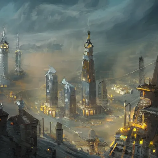 Prompt: city of Kitezh, concept art, photo of Breeze Kaze,