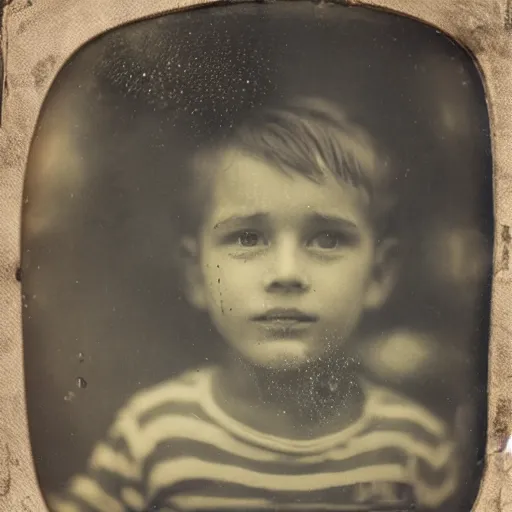 Image similar to underwater tintype photo of boy in a cave