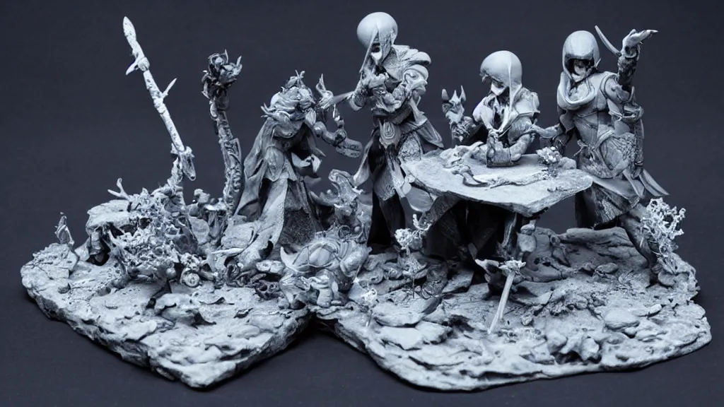 Image similar to monochrome blue dexterous fate diorama