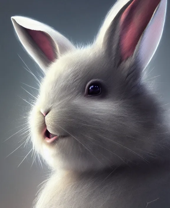 cute bunny smiling, perfect face, symmetrical eyes,, Stable Diffusion