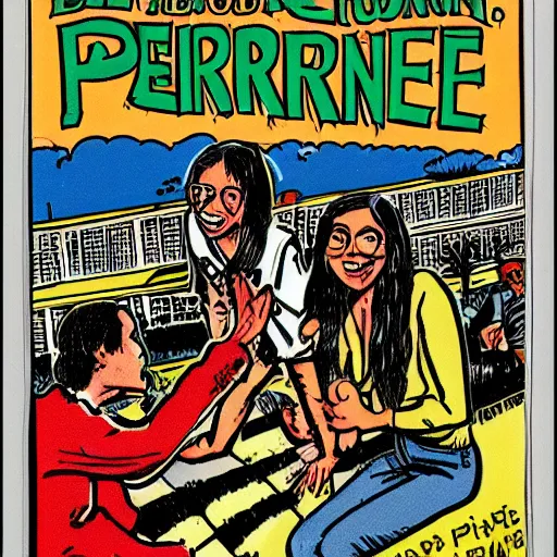 Image similar to robert crumb comic about pembroke pines flanagan high school students partying accurate eyes high detail