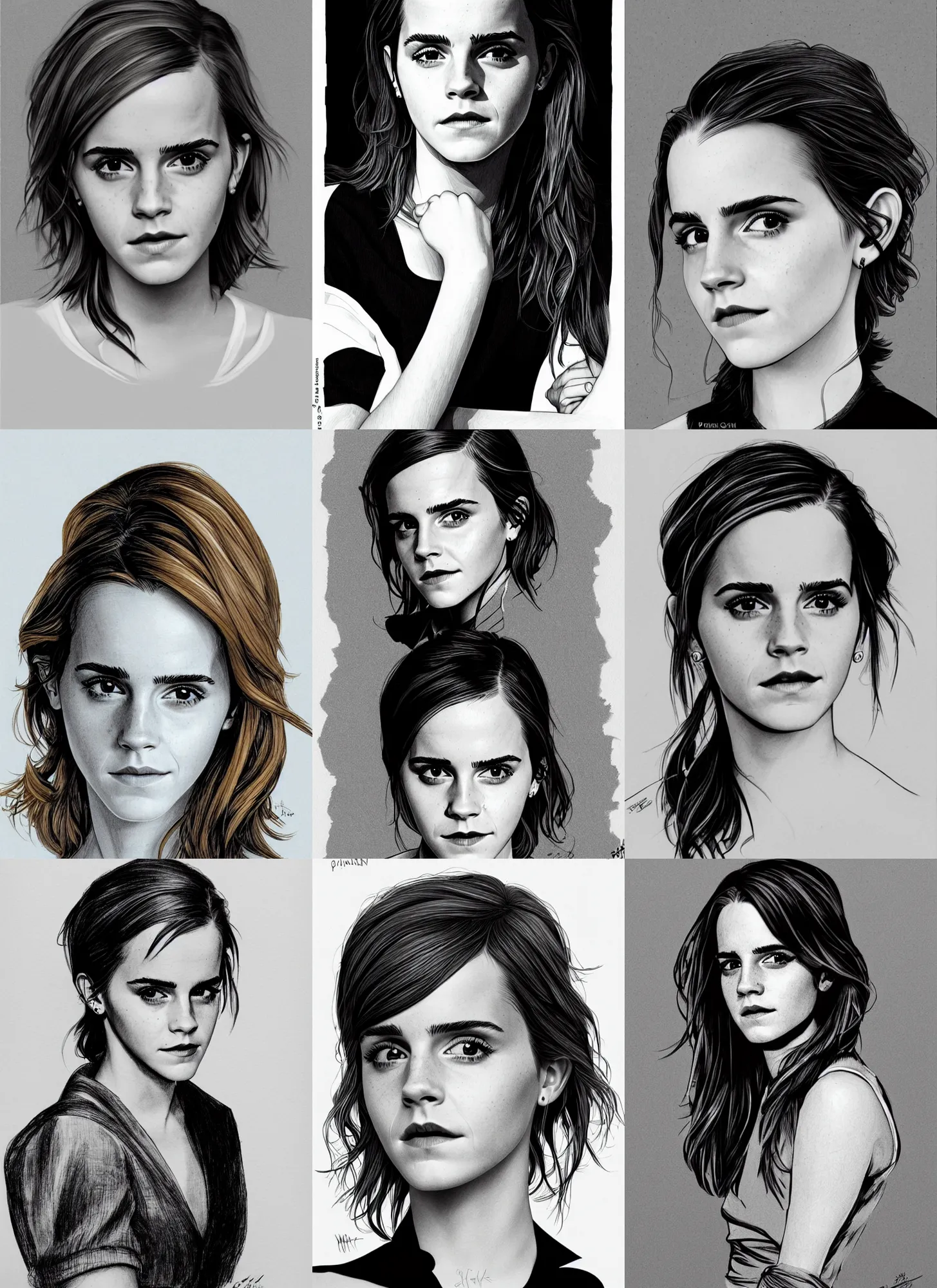 Prompt: Emma Watson, portrait by Patrick Gleason