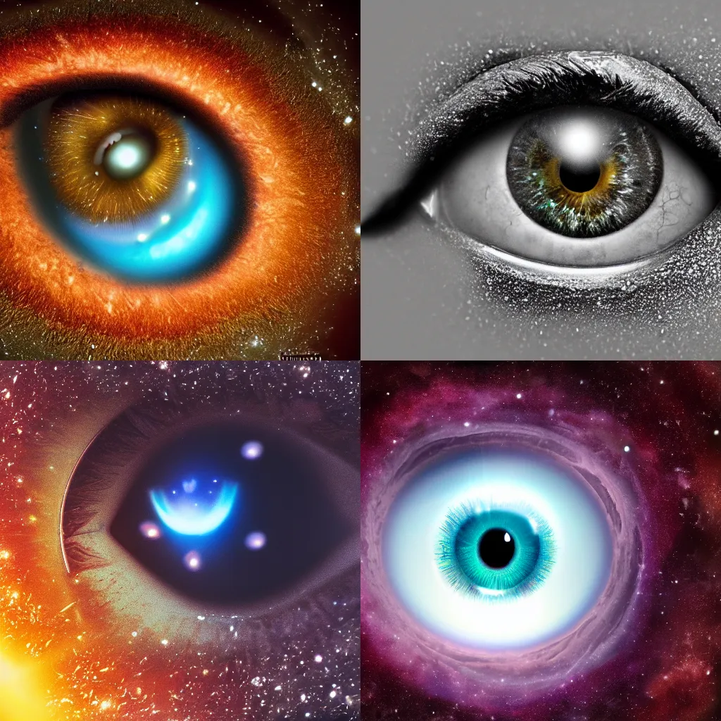 Prompt: concept art of a macro shot of an eye of the universe, very detailed, vivid