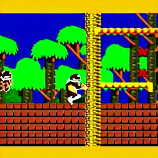 Prompt: Donkey Kong slips on a banana, 16 bit graphics