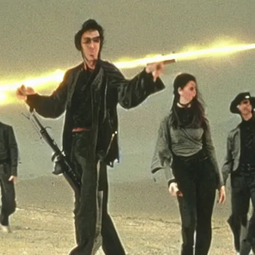 Prompt: Still from Vampires Dancing With Rifles In The Sun, incredibly bad movie, heavily downvoted