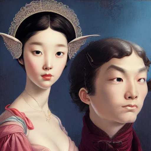 Image similar to highly detailed portrait of a regency girl hyung tae and frank frazetta, tom bagshaw, tom whalen, nicoletta ceccoli, mark ryden, earl norem, global illumination, god rays