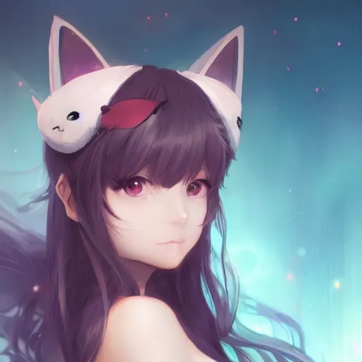 Image similar to An anime portrait of beautiful girl with cat ears, by Stanley Artgerm Lau, WLOP, Rossdraws, James Jean, Andrei Riabovitchev, Marc Simonetti, and Sakimichan, tranding on artstation