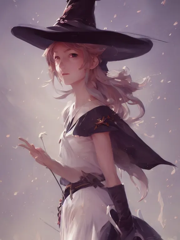 Prompt: A mischievous young witch about to get up to some trouble. Elegant. Smooth. By Ruan Jia and Artgerm and Range Murata and WLOP and CLAMP. Key Art. Fantasy Illustration. award winning, Artstation, intricate details, realistic, Hyperdetailed, 8k resolution.
