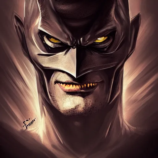 Prompt: monster batman starring into the camera, fixed eyes, cinematic, surreal, dramatic lighting, face, detailed, intricate, elegant, highly detailed, digital painting, artstation, chalk, concept art, smooth, sharp focus, illustration, art by sam spratt,