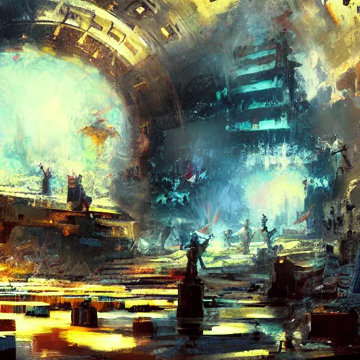 Image similar to a cinamatic shot of the underworld by craig mullins