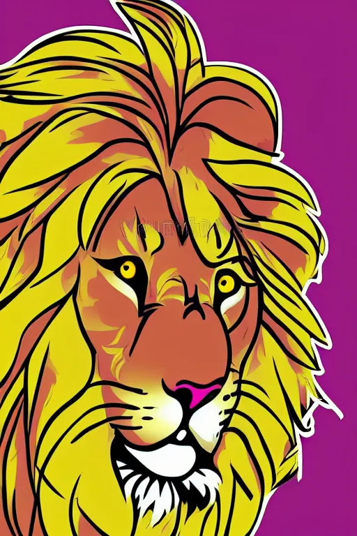 Image similar to Portrait of a lion in anime style, anime, sticker, colorful, illustration, highly detailed, simple, smooth and clean vector curves, no jagged lines, vector art, smooth