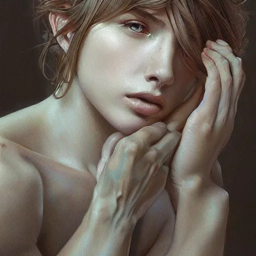 Prompt: ultra realistic illustration, a painting of genderbent tim henson from polyphia, intricate, elegant, highly detailed, digital painting, artstation, concept art, smooth, sharp focus, illustration, art by artgerm and greg rutkowski and alphonse mucha