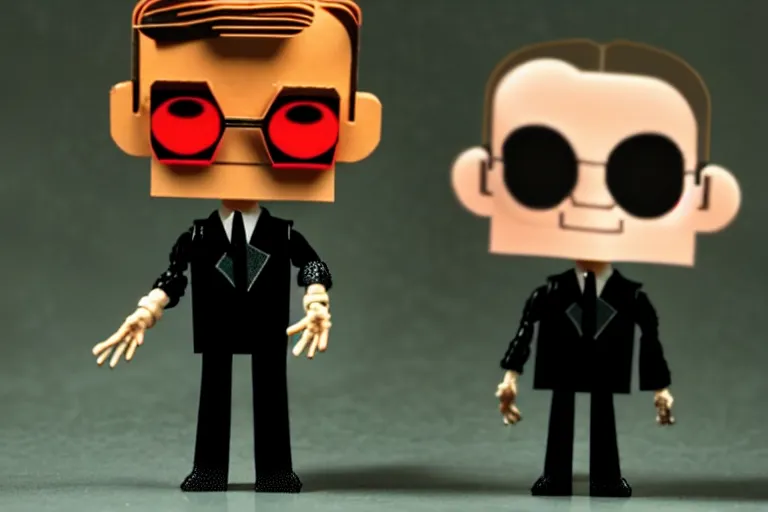 Image similar to alan turing being possessed by agent smith, stop motion vinyl action figure, plastic, toy, butcher billy style